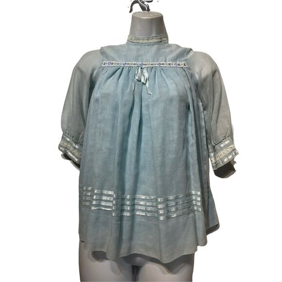 kate greenaway blue long sleeve Ribbon Trim dress Faded size 6 Vintage
